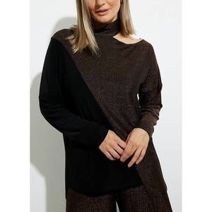 NEW JOSEPH RIBKOFF cold shoulder top in black/gold